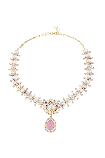 Buy Nazaakat By Samara Singh Pink Rhinestones And Gold Necklace Set Online at Aza Fashions Buy_Nazaakat By Samara Singh_Pink Rhinestones And Gold Necklace Set _Online_at_Aza_Fashions