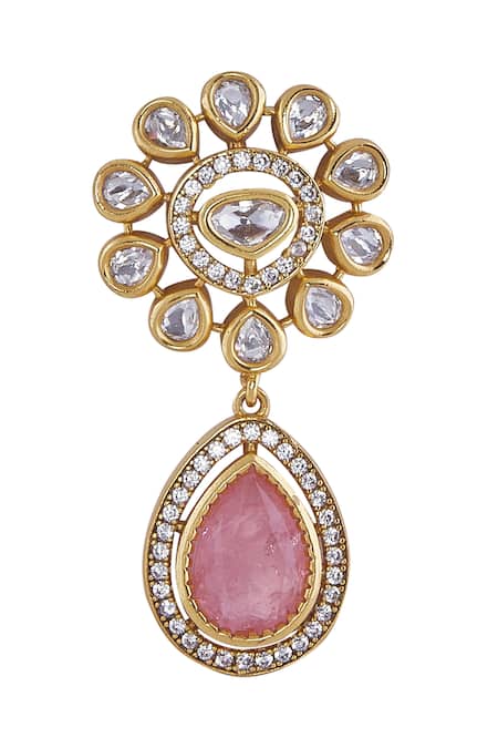 Shop Nazaakat By Samara Singh Pink Rhinestones And Gold Necklace Set Online at Aza Fashions Shop_Nazaakat By Samara Singh_Pink Rhinestones And Gold Necklace Set _Online_at_Aza_Fashions