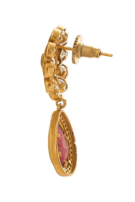 Nazaakat By Samara Singh_Red And Gold Brass Jewellery Set _Online_at_Aza_Fashions