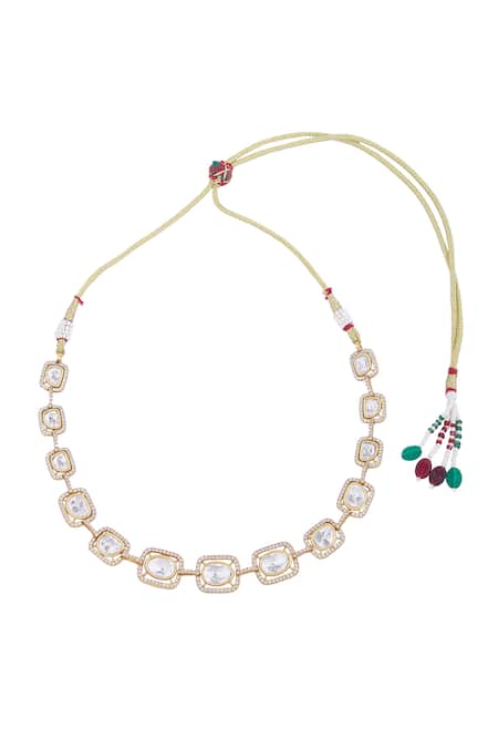 Nazaakat By Samara Singh White Stones And Gold Necklace Set Online at Aza Fashions Nazaakat By Samara Singh_White Stones And Gold Necklace Set _Online_at_Aza_Fashions