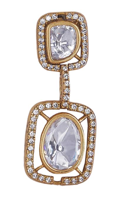 Nazaakat By Samara Singh White Stones And Gold Necklace Set at Aza Fashions Nazaakat By Samara Singh_White Stones And Gold Necklace Set _at_Aza_Fashions