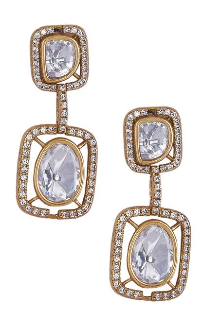 Buy Nazaakat By Samara Singh White Stones And Gold Necklace Set Buy_Nazaakat By Samara Singh_White Stones And Gold Necklace Set