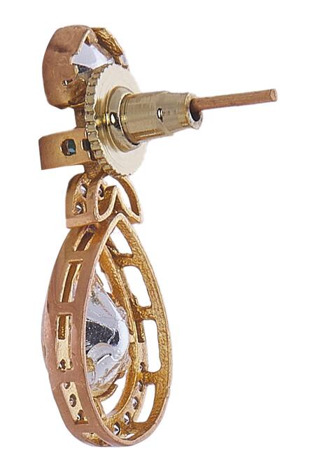 Buy_Nazaakat By Samara Singh_Green Stones Brass Necklace And Earring Set _Online_at_Aza_Fashions