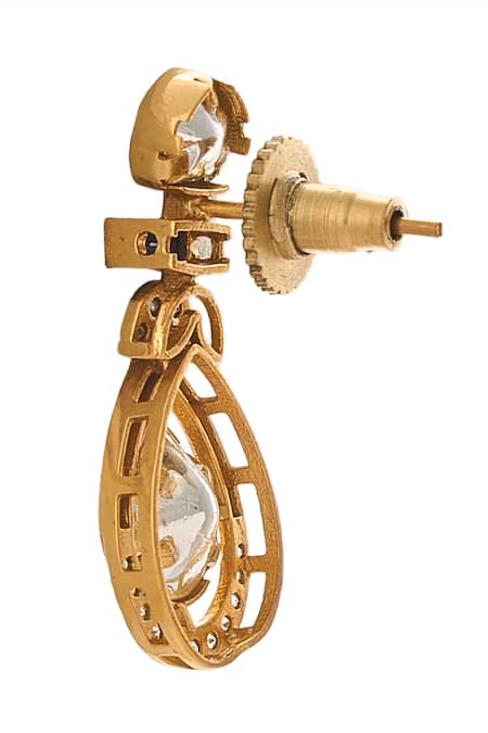 Nazaakat By Samara Singh_Blue Stones Brass Necklace And Earring Set _Online_at_Aza_Fashions