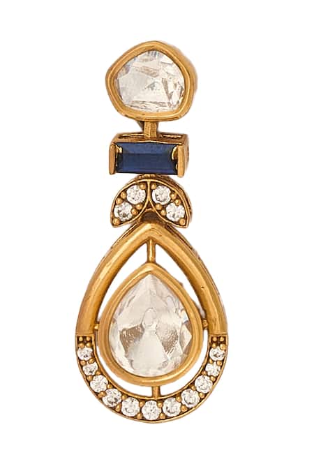 Buy_Nazaakat By Samara Singh_Blue Stones Brass Necklace And Earring Set _Online_at_Aza_Fashions