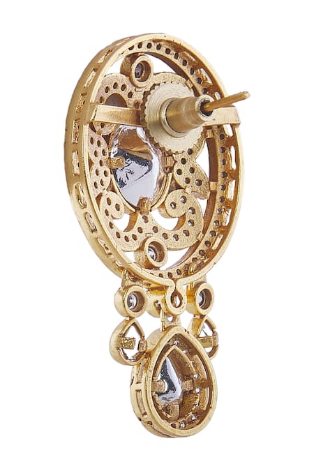 Nazaakat By Samara Singh_Gold Plated Imitation Diamonds Necklace And Earring Set _Online_at_Aza_Fashions