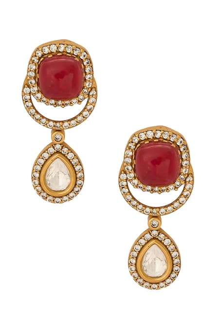 Buy_Nazaakat By Samara Singh_Red Stones Embellished Jewellery Set 