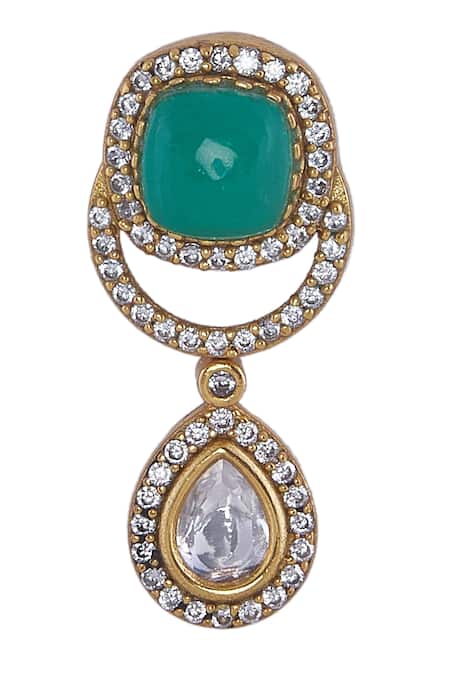 Shop_Nazaakat By Samara Singh_Aqua Stones Embellished Jewellery Set _Online_at_Aza_Fashions