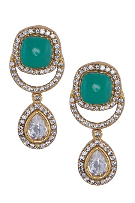 Nazaakat By Samara Singh_Aqua Stones Embellished Jewellery Set _at_Aza_Fashions