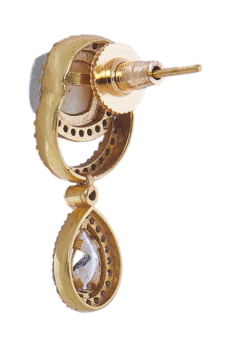 Shop_Nazaakat By Samara Singh_White Crystals Brass Stone Embellished Jewellery Set _Online_at_Aza_Fashions