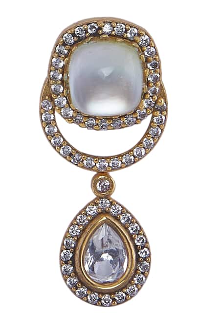 Buy_Nazaakat By Samara Singh_White Crystals Brass Stone Embellished Jewellery Set 