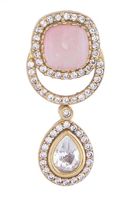 Buy_Nazaakat By Samara Singh_Pink Crystals Stone Embellished Jewellery Set _Online_at_Aza_Fashions