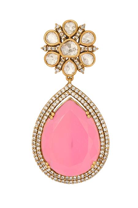 Shop Nazaakat By Samara Singh Pink Stone Embellished Jewellery Set Online at Aza Fashions Shop_Nazaakat By Samara Singh_Pink Stone Embellished Jewellery Set _Online_at_Aza_Fashions