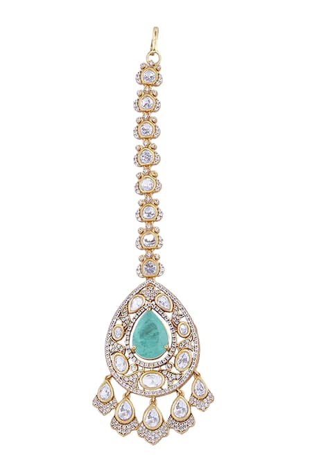 Nazaakat By Samara Singh Aqua Stones, Rhinestones Embellished Necklace Set Online at Aza Fashions Nazaakat By Samara Singh_Aqua Stones, Rhinestones Embellished Necklace Set _Online_at_Aza_Fashions