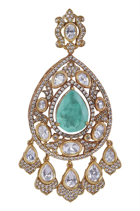 Buy Nazaakat By Samara Singh Aqua Stones, Rhinestones Embellished Necklace Set Buy_Nazaakat By Samara Singh_Aqua Stones, Rhinestones Embellished Necklace Set