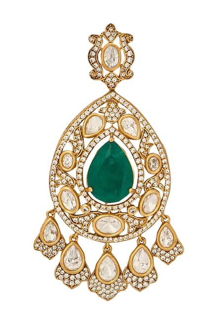 Buy_Nazaakat By Samara Singh_Green Dark Brass Jewellery Set 