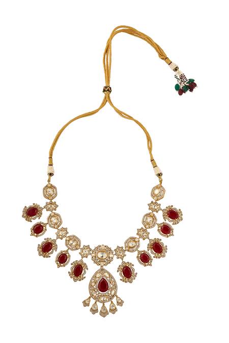 Shop Nazaakat By Samara Singh Red Stones Embellished Jewellery Set Online at Aza Fashions Shop_Nazaakat By Samara Singh_Red Stones Embellished Jewellery Set _Online_at_Aza_Fashions