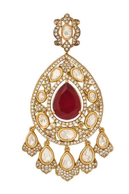 Nazaakat By Samara Singh Red Stones Embellished Jewellery Set at Aza Fashions Nazaakat By Samara Singh_Red Stones Embellished Jewellery Set _at_Aza_Fashions