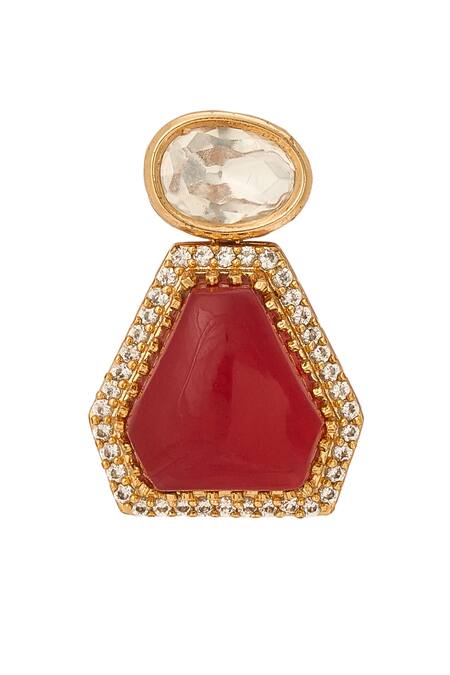 Buy Nazaakat By Samara Singh Red Stones And Green Brass Jewellery Set Online at Aza Fashions Buy_Nazaakat By Samara Singh_Red Stones And Green Brass Jewellery Set _Online_at_Aza_Fashions