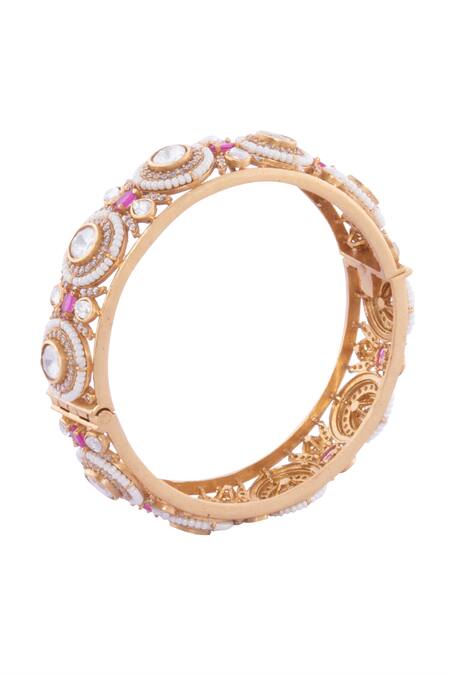 Buy Nazaakat By Samara Singh Gold Plated Rhinestones Ruby And Embellished Bangles Online at Aza Fashions Buy_Nazaakat By Samara Singh_Gold Plated Rhinestones Ruby And Embellished Bangles _Online_at_Aza_Fashions