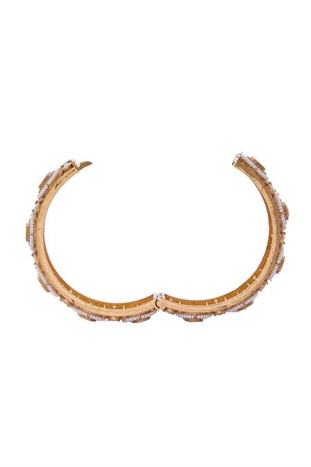 Nazaakat By Samara Singh Green Gold Embellished Bangle Set Online at Aza Fashions Nazaakat By Samara Singh_Green Gold Embellished Bangle Set _Online_at_Aza_Fashions