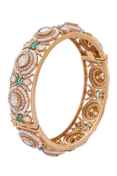 Buy Nazaakat By Samara Singh Green Gold Embellished Bangle Set Buy_Nazaakat By Samara Singh_Green Gold Embellished Bangle Set