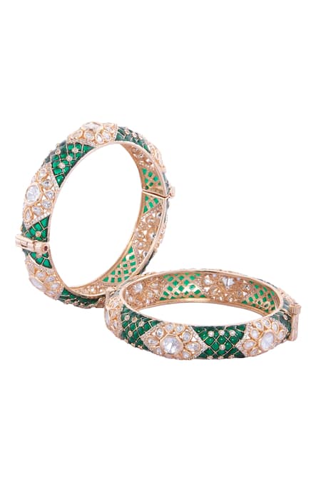 Samyukta Singhania Green & Gold Decorative Bangles 