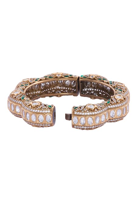 Buy Nazaakat By Samara Singh Green Rhinestones And Gold Embellished Bangle Online at Aza Fashions Buy_Nazaakat By Samara Singh_Green Rhinestones And Gold Embellished Bangle _Online_at_Aza_Fashions
