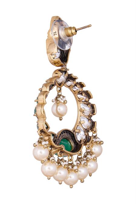 Nazaakat By Samara Singh Green Pearls Drop Danglers Online at Aza Fashions Nazaakat By Samara Singh_Green Pearls Drop Danglers _Online_at_Aza_Fashions