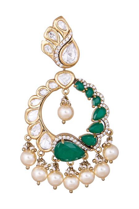 Buy Nazaakat By Samara Singh Green Pearls Drop Danglers Online at Aza Fashions Buy_Nazaakat By Samara Singh_Green Pearls Drop Danglers _Online_at_Aza_Fashions