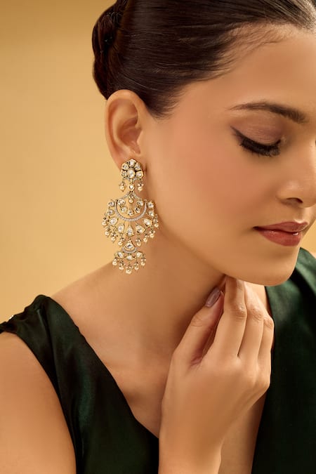 Buy Nazaakat By Samara Singh White Pearls And Gold Dangler Earrings Online at Aza Fashions Buy_Nazaakat By Samara Singh_White Pearls And Gold Dangler Earrings _Online_at_Aza_Fashions