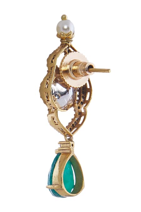 Buy Nazaakat By Samara Singh Green Stones Brass Necklace And Earring Set Online at Aza Fashions Buy_Nazaakat By Samara Singh_Green Stones Brass Necklace And Earring Set _Online_at_Aza_Fashions