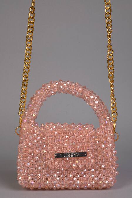 Buy_Tussya_Pink Crystals Glint Mini Sling Bag
