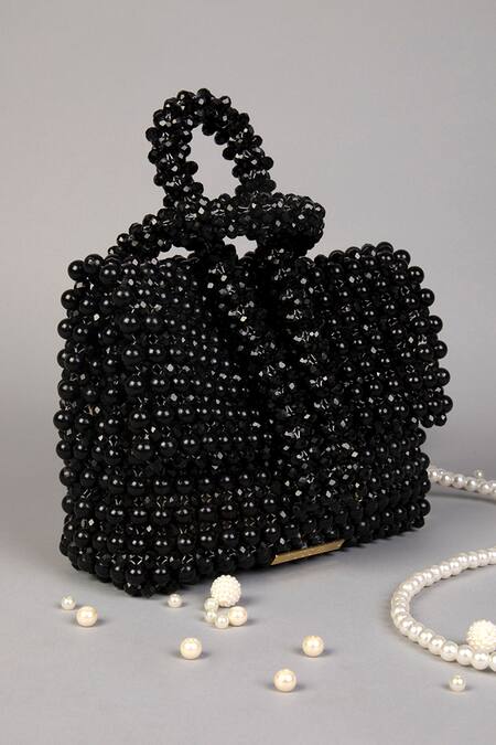 Buy_Tussya_Black Crystals Aureate Handbag