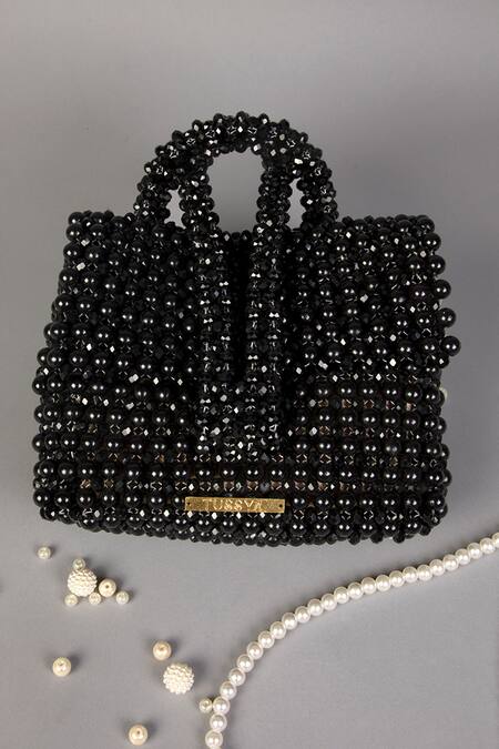 Shop_Tussya_Black Crystals Aureate Handbag