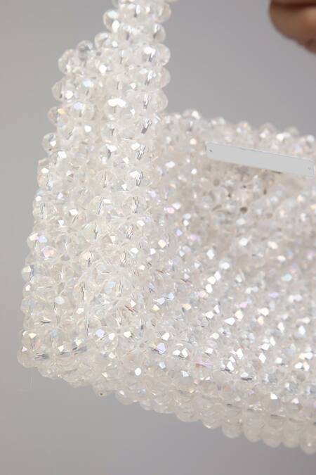 Tussya White Opal Crystal Handbag Online at Aza Fashions Tussya_White Opal Crystal Handbag_Online_at_Aza_Fashions