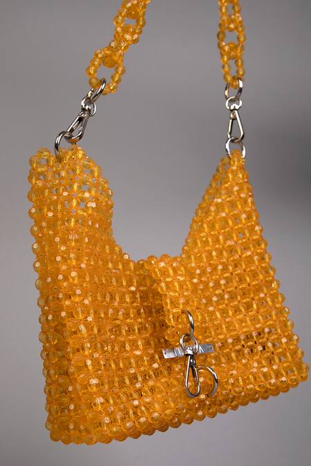 Tussya Yellow Crystals Geometric Handbag Online at Aza Fashions Tussya_Yellow Crystals Geometric Handbag_Online_at_Aza_Fashions
