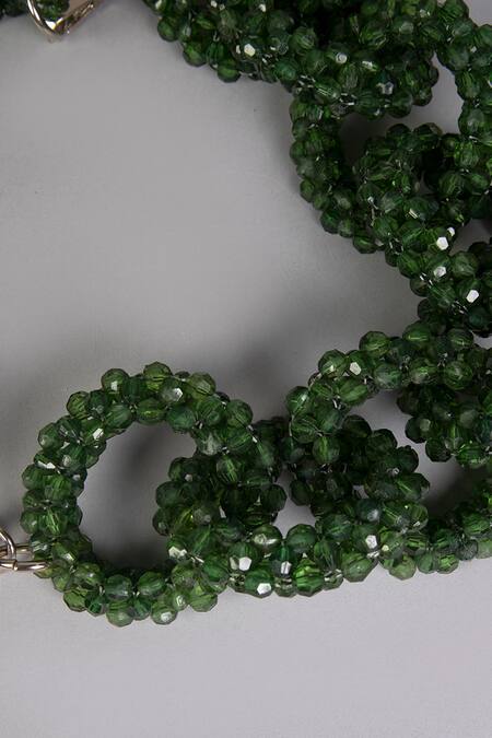 Buy_Tussya_Green Crystals Geometric Acrylic Handbag With Belt