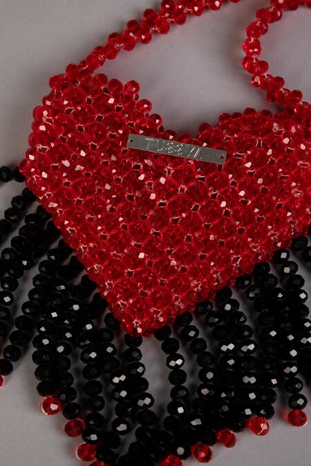 Shop_Tussya_Red Crystals Heart-shaped Mini Bag