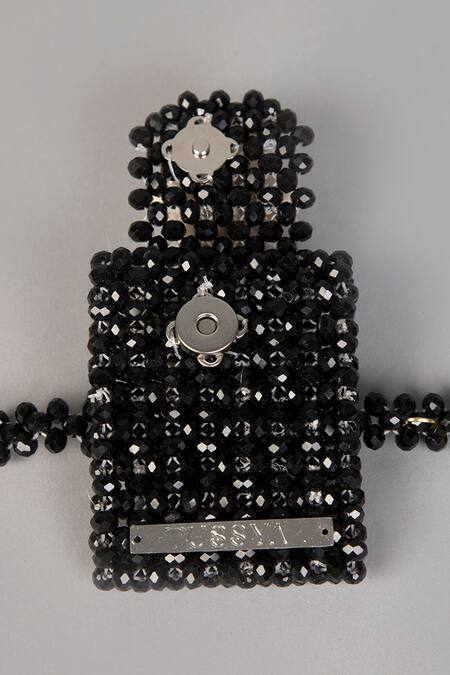 Buy Tussya Black Crystals Noir Wrist Charm With Detachable Belt Buy_Tussya_Black Crystals Noir Wrist Charm With Detachable Belt