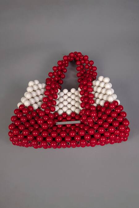 Buy_Tussya_Red Beads Cherry Ivory Handbag