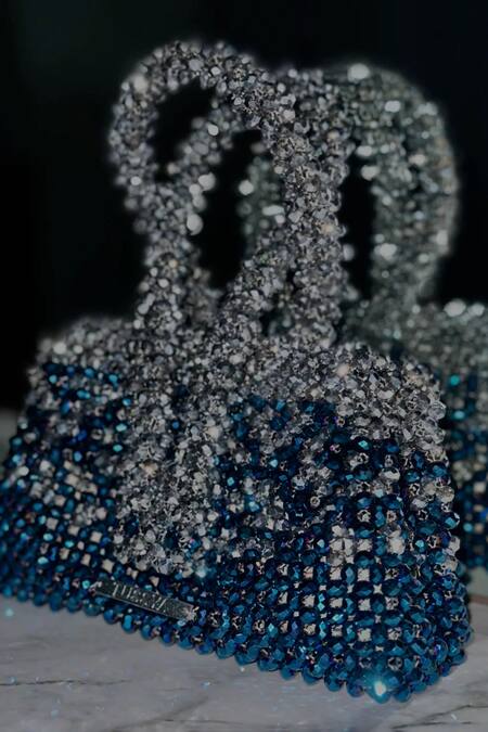 Buy_Tussya_Blue Crystals Ombre Handbag