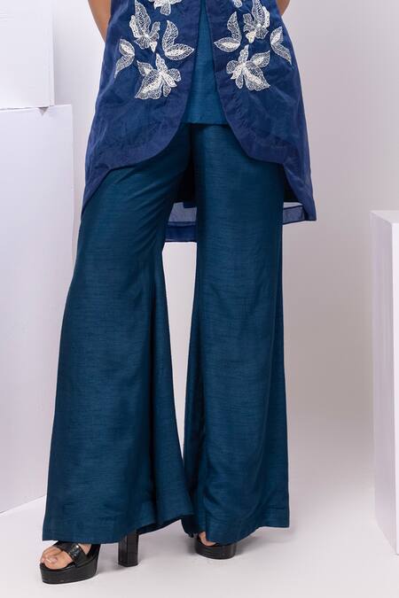 Buy Smriti By Anju Agarwal Navy Silk Embroidery Round , Open Midnight Leaf Co-ord Set Online at Aza Fashions Buy_Smriti By Anju Agarwal_Navy Silk Embroidery Round , Open Midnight Leaf Co-ord Set _Online_at_Aza_Fashions