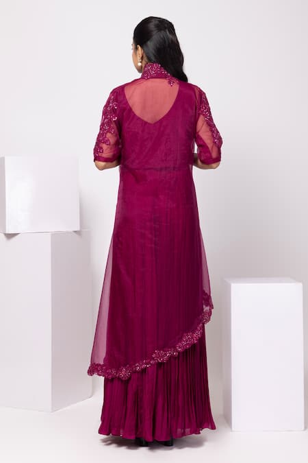 Smriti By Anju Agarwal Garnet Embellished Jacket Set 