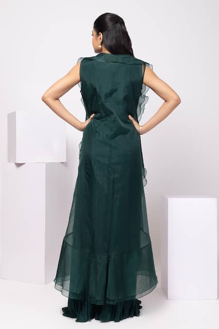 Smriti By Anju Agarwal Emerald Grace Jacket & Skirt Set 