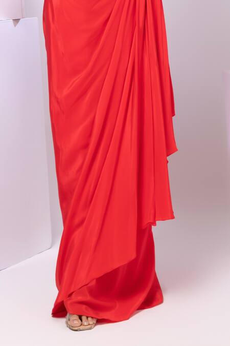 Smriti By Anju Agarwal Red Crepe Applique Sweetheart Neck Cape And Drape Skirt Set Online at Aza Fashions Smriti By Anju Agarwal_Red Crepe Applique Sweetheart Neck Cape And Drape Skirt Set _Online_at_Aza_Fashions