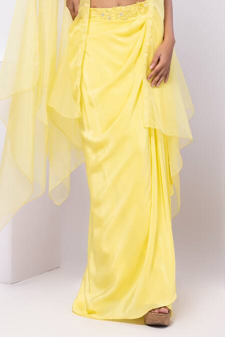 Buy Smriti By Anju Agarwal Yellow Crepe Applique Sweetheart Neck Bustier Top And Drape Skirt Set Online at Aza Fashions Buy_Smriti By Anju Agarwal_Yellow Crepe Applique Sweetheart Neck Bustier Top And Drape Skirt Set _Online_at_Aza_Fashions