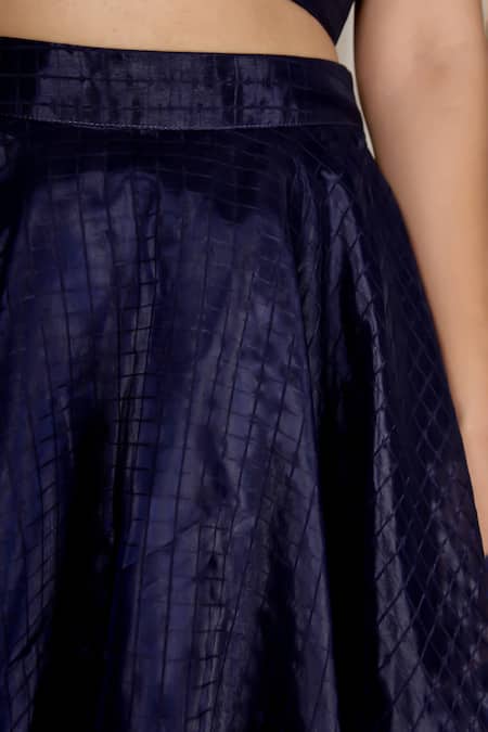 Buy Aharin India Navy Organza Round Neck Blue Skirt And Blouse Set Online at Aza Fashions Buy_Aharin India_Navy Organza Round Neck Blue Skirt And Blouse Set _Online_at_Aza_Fashions