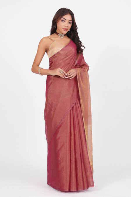 Buy_Amaara_Red Chanderi Silk Handloom Dark Saree _Online_at_Aza_Fashions