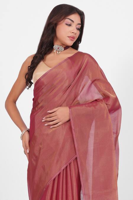 Amaara_Red Chanderi Silk Handloom Dark Saree _at_Aza_Fashions